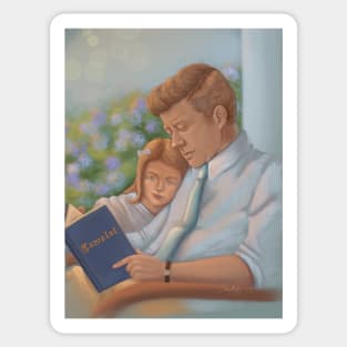 JFK and Caroline reading Sticker